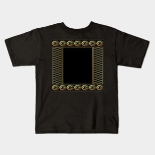 Vintage Retro black and gold  art deco pattern Kids T-Shirt